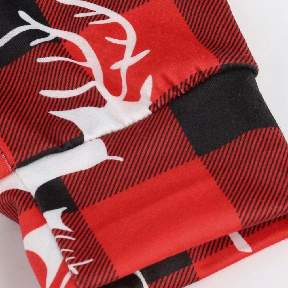 NEW Ekouaer Christmas Pajama Set Red Black‎ Buffalo Plaid Reindeer Kids